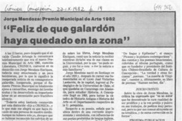 "Feliz de que galardón haya quedado en la zona".