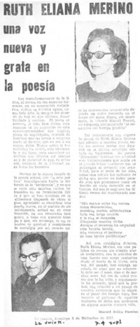 Ruth Eliana Merino una voz nueva y grata en la poesía