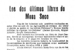 Los dos últimos libros de Mesa Seco