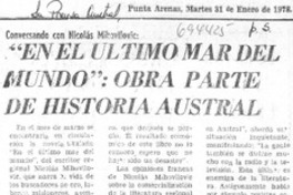 En el último mar del mundo: obra parte de historia austral.