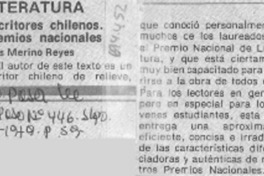 Escritores chilenos. Premios Nacionales.