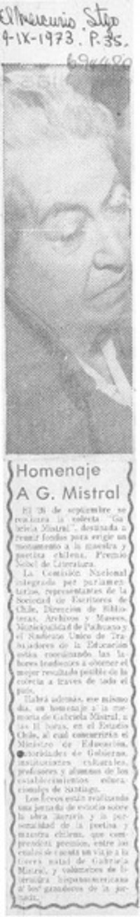 Homenaje a G. Mistral.
