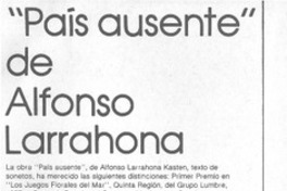 País ausente" de Alfonso Larrahona