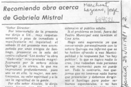 Recomienda obra acerca de Gabriela Mistral