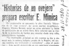"Historias de un ovejero" prepara escritor E. Mimica.