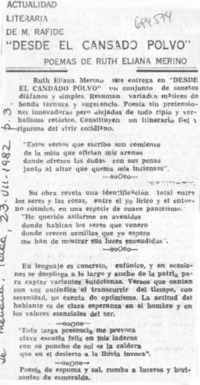 "Desde el cansado polvo"