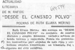 "Desde el cansado polvo"