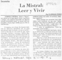 La Mistral: leer y vivir