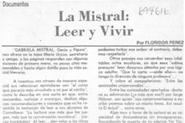 La Mistral: leer y vivir