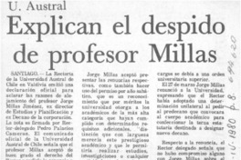 Explican el despido de profesor Millas.