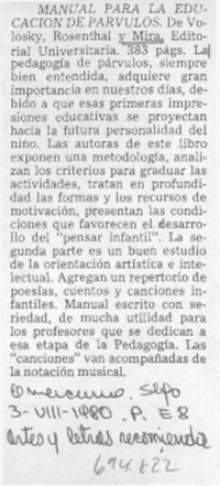 Manual para la educación de párvulos.