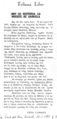 Hoy es recuerda la muerte de Gabriela