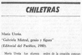 Gabriela Mistral, genio y figura".