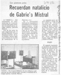 Recuerdan natalico de Gabriela Mistral.