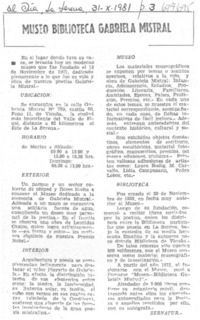 Museo biblioteca Gabriela Mistral.