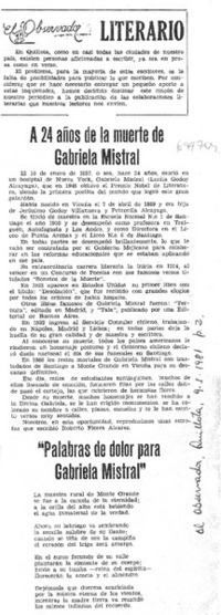 A 24 años de la muerte de Gabriela Mistral.