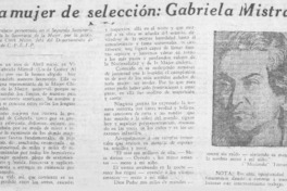 Una Mujer de selección: Gabriela Mistral.