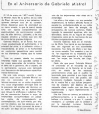 El aniversario de Gabriela Mistral