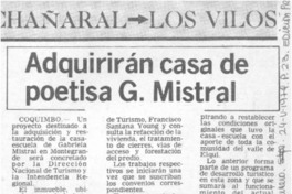 Adquirirán casa de poestisa G. Mistral.