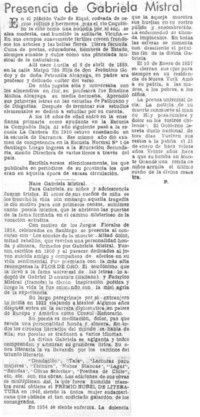 Presencia de Gabriela Mistral.
