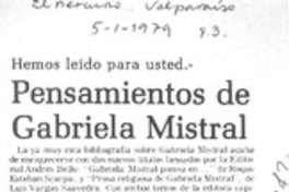 Pensamiento de Gabriela Mistral.