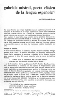 Gabriela Mistral, poeta clásica de la lengua española