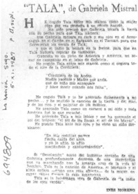 Tala", de Gabriela Mistral