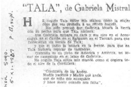 Tala", de Gabriela Mistral
