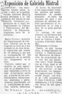 Exposición de Gabriela Mistral.