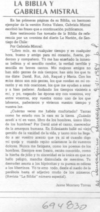 La biblia y Gabriela Mistral
