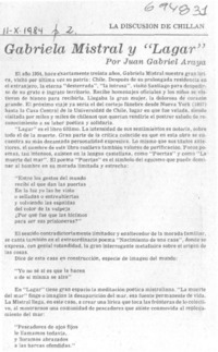 Gabriela Mistral y "Lagar"
