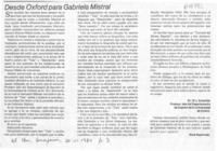 Desde Oxford para Gabriela Mistral