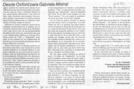 Desde Oxford para Gabriela Mistral