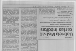 Gabriela Mistral: cartas inéditas.