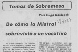 De cómo la Mistral sobrevivió a un vocativo