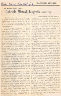 Gabriela Mistral, biografía emotiva