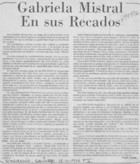 Gabriela Mistral en sus recados