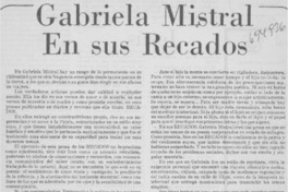 Gabriela Mistral en sus recados