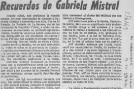 Recuerdos de Gabriela Mistral.