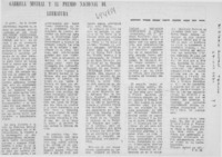 Gabriela Mistral y el Premio Nacional de Literaruta