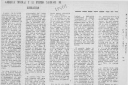 Gabriela Mistral y el Premio Nacional de Literaruta