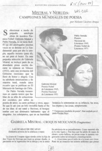 Mistral y Neruda: campeones mundiales de poesía