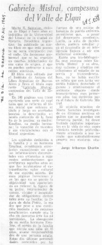 Gabriela Mistral, campesina del Valle de Elqui