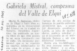 Gabriela Mistral, campesina del Valle de Elqui