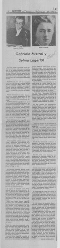 Gabriela Mistral y Selma Lagerlöf