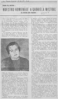Nuestro homenaje a Gabriela Mistral