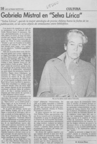 Gabriela Mistral en "Selva lírica"