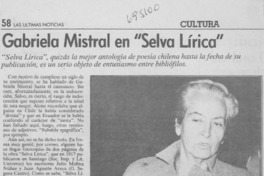 Gabriela Mistral en "Selva lírica"