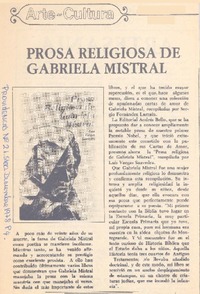 Prosa religiosa de Gabriela Mistral.