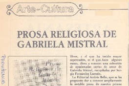 Prosa religiosa de Gabriela Mistral.